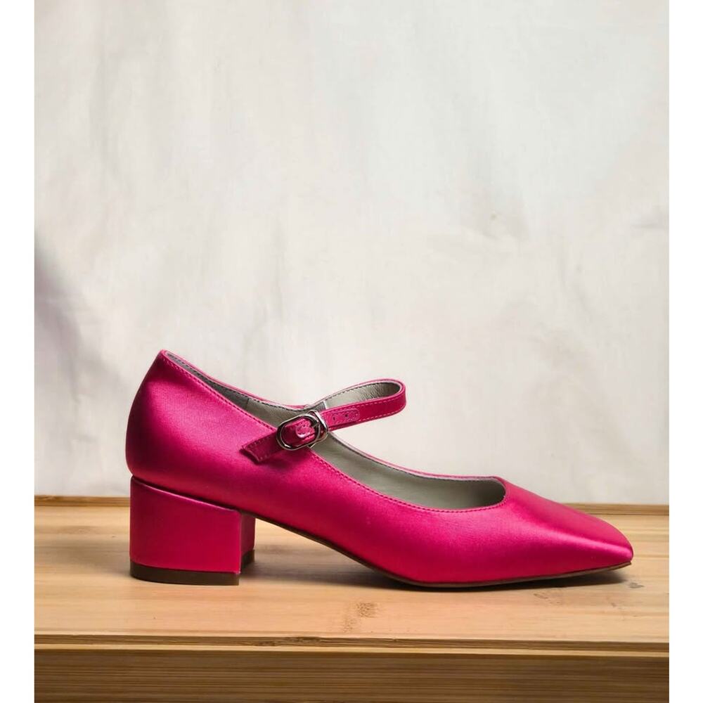 Bright Pink Vivic Mary Jane Strap Heels, Size 6